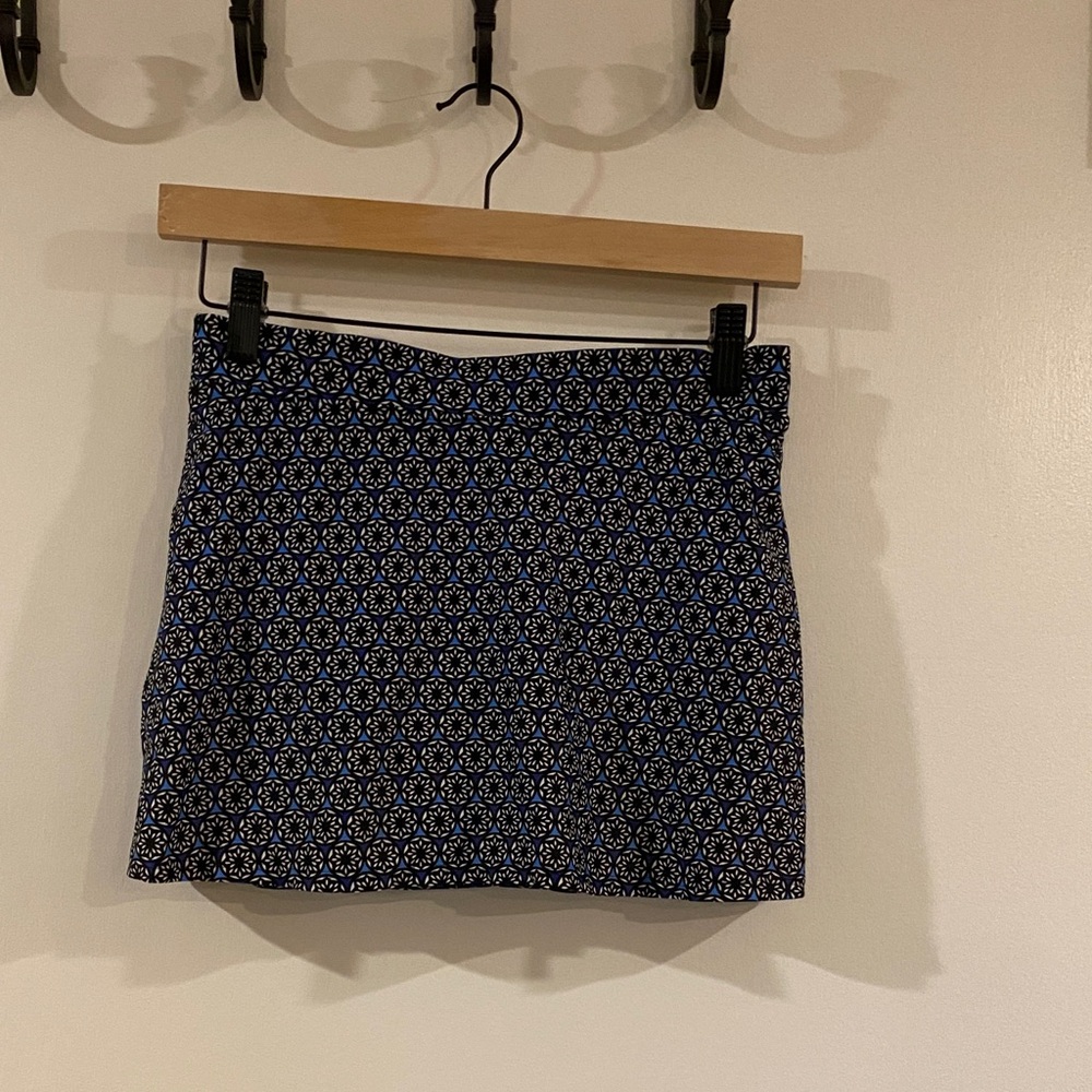 L.L. Bean Navy and White Swim Skirt with Geometric Print